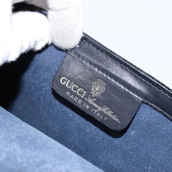 GUCCI GG Supreme Sherry Line Clutch Bag PVC Navy Gold 67 014 3087 Auth 140986 - Picture 12 of 15